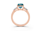 Rose gold Princess Cut Cut Diamond Ring with Tapered Baguette Side Stones in Four-Prong Setting_3
