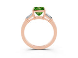Rose gold Princess Cut Cut Diamond Ring with Tapered Baguette Side Stones in Four-Prong Setting_3