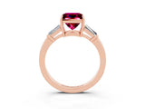 Rose gold Princess Cut Cut Diamond Ring with Tapered Baguette Side Stones in Four-Prong Setting_3