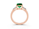 Rose gold Princess Cut Cut Diamond Ring with Tapered Baguette Side Stones in Four-Prong Setting_3