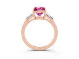 Rose gold Princess Cut Cut Diamond Ring with Tapered Baguette Side Stones in Four-Prong Setting_3