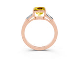 Rose gold Princess Cut Cut Diamond Ring with Tapered Baguette Side Stones in Four-Prong Setting_3