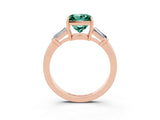Rose gold Princess Cut Cut Diamond Ring with Tapered Baguette Side Stones in Four-Prong Setting_3