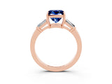 Rose gold Princess Cut Cut Diamond Ring with Tapered Baguette Side Stones in Four-Prong Setting_3