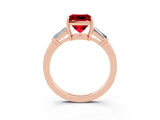 Rose gold Princess Cut Cut Diamond Ring with Tapered Baguette Side Stones in Four-Prong Setting_3