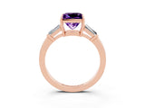 Rose gold Princess Cut Cut Diamond Ring with Tapered Baguette Side Stones in Four-Prong Setting_3
