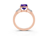 Rose gold Princess Cut Cut Diamond Ring with Tapered Baguette Side Stones in Four-Prong Setting_3