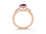 Rose gold Princess Cut Cut Diamond Ring with Tapered Baguette Side Stones in Four-Prong Setting_3