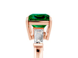 Rose gold Princess Cut Cut Diamond Ring with Tapered Baguette Side Stones in Four-Prong Setting_5