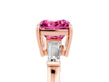 Rose gold Princess Cut Cut Diamond Ring with Tapered Baguette Side Stones in Four-Prong Setting_5