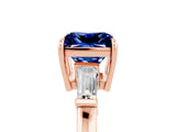 Rose gold Princess Cut Cut Diamond Ring with Tapered Baguette Side Stones in Four-Prong Setting_5