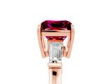 Rose gold Princess Cut Cut Diamond Ring with Tapered Baguette Side Stones in Four-Prong Setting_5