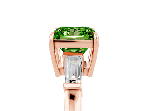 Rose gold Princess Cut Cut Diamond Ring with Tapered Baguette Side Stones in Four-Prong Setting_5