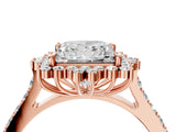 Rose gold Princess Cut Cut Diamond Sunburst Halo Engagement Ring with Pavé Band_7