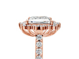 Rose gold Princess Cut Cut Diamond Sunburst Halo Engagement Ring with Pavé Band_8