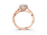 Rose gold Princess Cut Cut Diamond Twisted Band with Milgrain Pave Setting and Four-Prong Setting_5