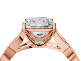 Rose gold Princess Cut Cut Diamond Twisted Band with Milgrain Pave Setting and Four-Prong Setting_6