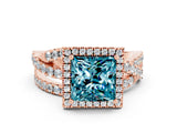 Rose gold Princess Cut Cut Halo Split Shank Prong Setting Ring_12