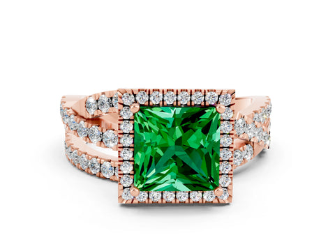 Rose gold Princess Cut Cut Halo Split Shank Prong Setting Ring_12