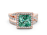 Rose gold Princess Cut Cut Halo Split Shank Prong Setting Ring_12