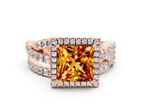 Rose gold Princess Cut Cut Halo Split Shank Prong Setting Ring_12