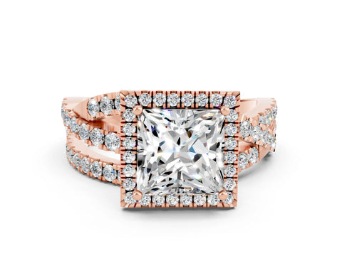 Rose gold Princess Cut Cut Halo Split Shank Prong Setting Ring_12