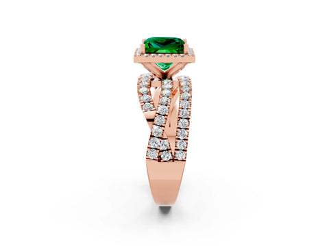 Rose gold Princess Cut Cut Halo Split Shank Prong Setting Ring_14