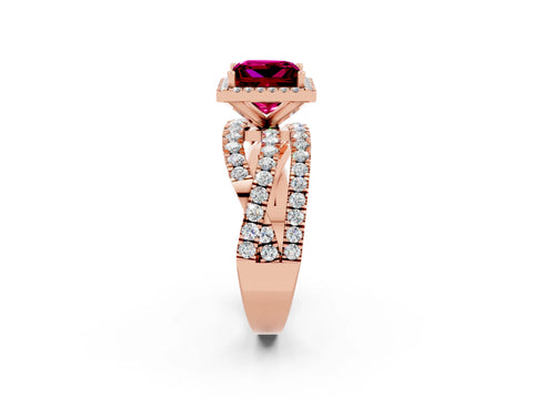 Rose gold Princess Cut Cut Halo Split Shank Prong Setting Ring_14