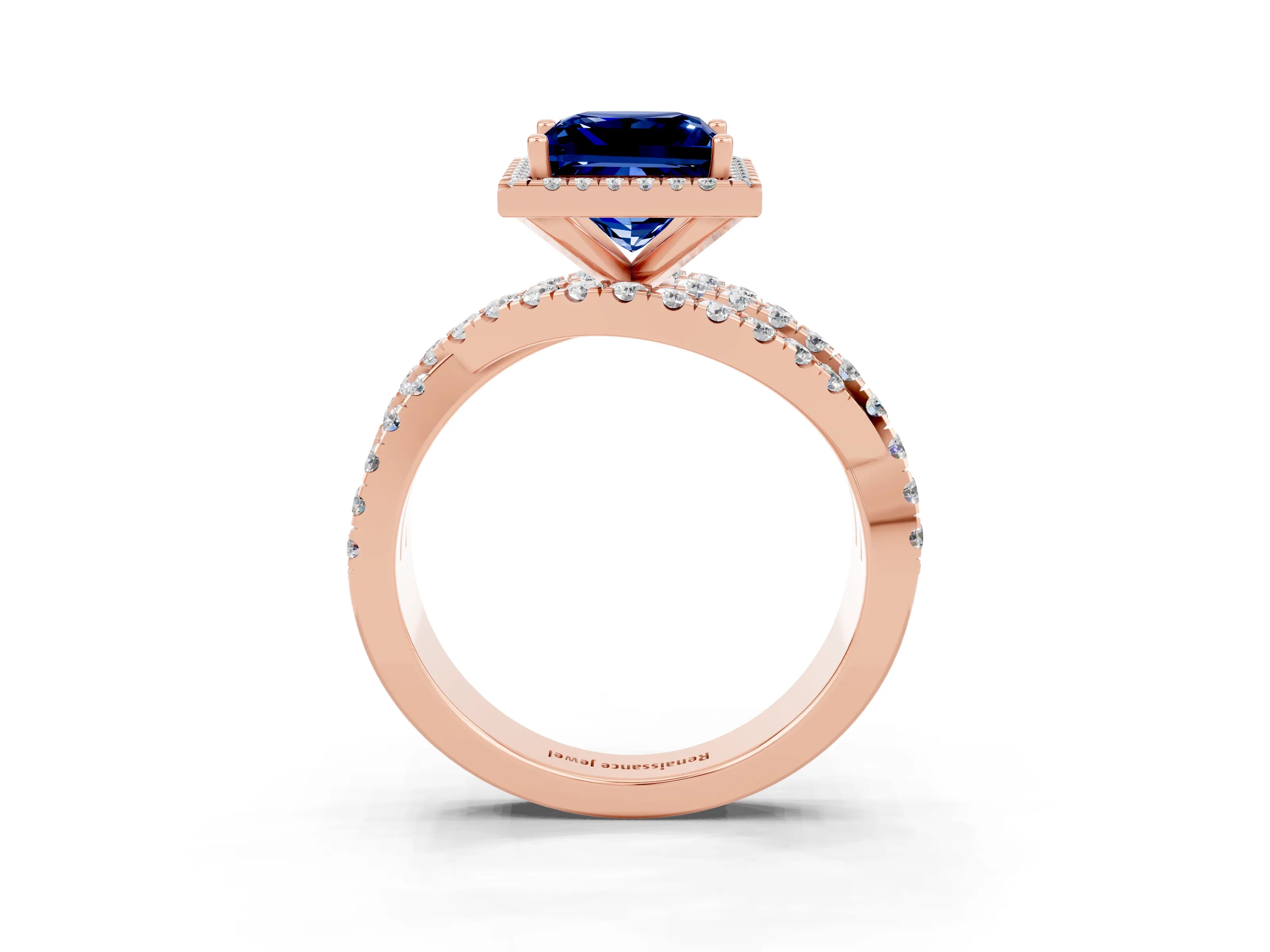 Rose gold Princess Cut Cut Halo Split Shank Prong Setting Ring_15