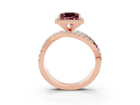 Rose gold Princess Cut Cut Halo Split Shank Prong Setting Ring_15