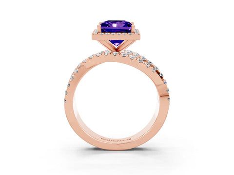 Rose gold Princess Cut Cut Halo Split Shank Prong Setting Ring_15