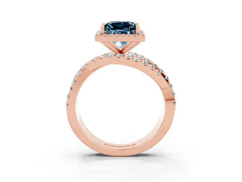 Rose gold Princess Cut Cut Halo Split Shank Prong Setting Ring_15