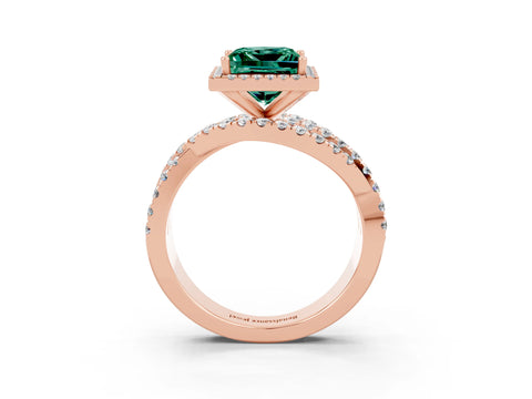 Rose gold Princess Cut Cut Halo Split Shank Prong Setting Ring_15