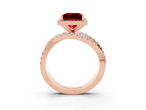 Rose gold Princess Cut Cut Halo Split Shank Prong Setting Ring_15