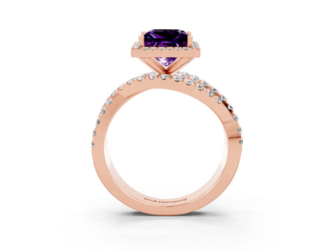 Rose gold Princess Cut Cut Halo Split Shank Prong Setting Ring_15