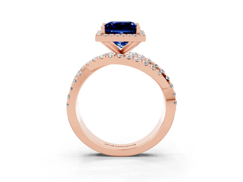 Rose gold Princess Cut Cut Halo Split Shank Prong Setting Ring_15