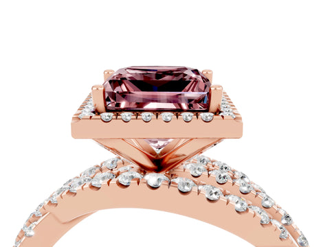 Rose gold Princess Cut Cut Halo Split Shank Prong Setting Ring_16