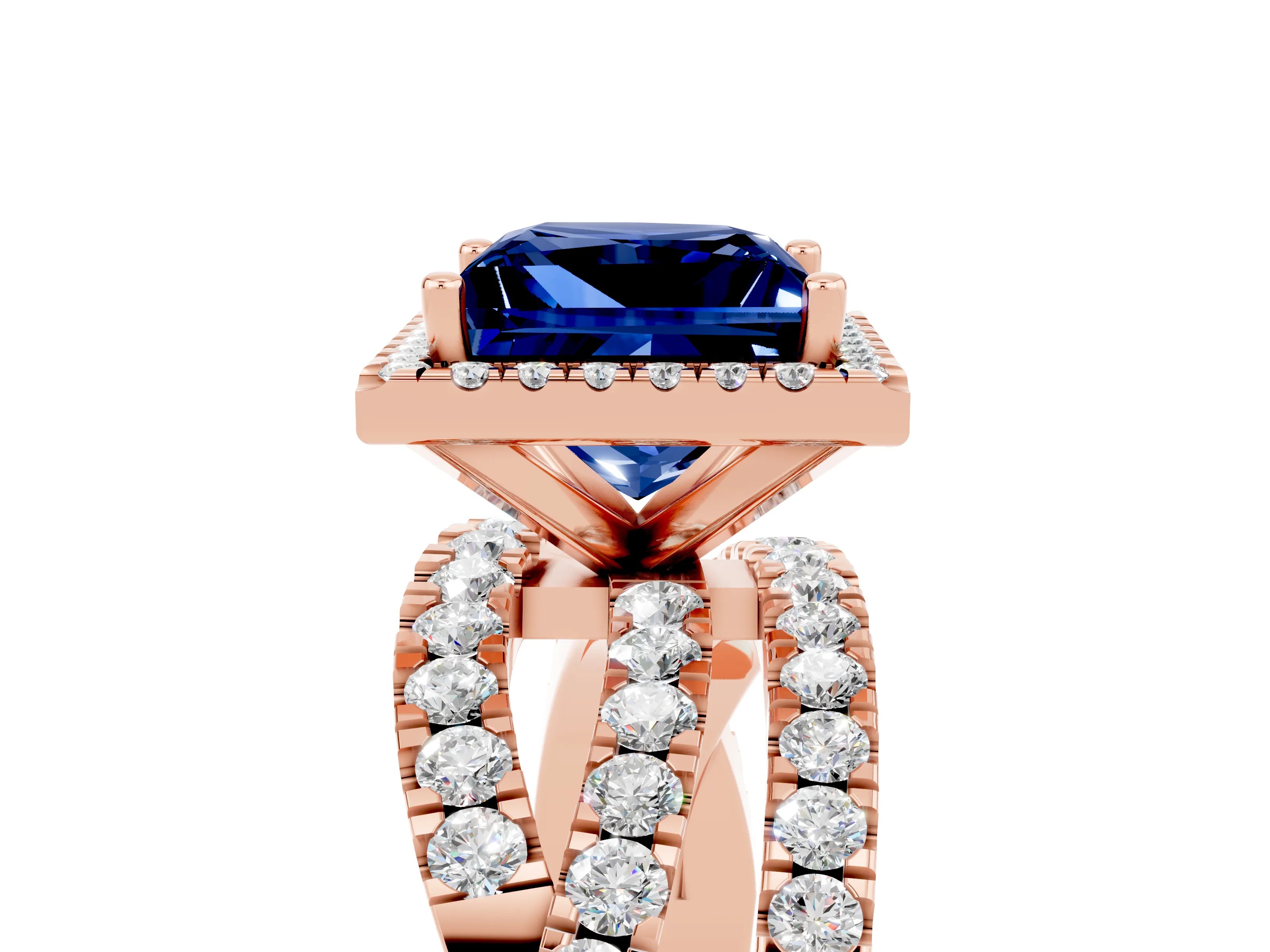 Rose gold Princess Cut Cut Halo Split Shank Prong Setting Ring_17