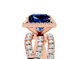 Rose gold Princess Cut Cut Halo Split Shank Prong Setting Ring_17