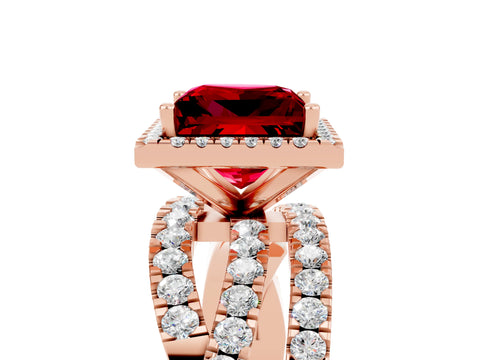 Rose gold Princess Cut Cut Halo Split Shank Prong Setting Ring_17