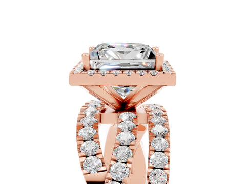 Rose gold Princess Cut Cut Halo Split Shank Prong Setting Ring_17