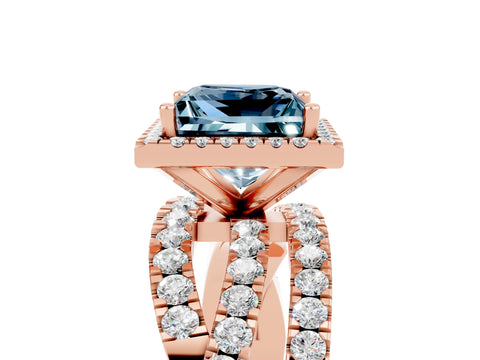 Rose gold Princess Cut Cut Halo Split Shank Prong Setting Ring_17