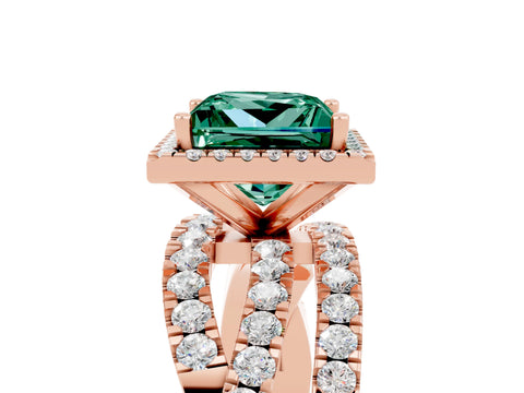 Rose gold Princess Cut Cut Halo Split Shank Prong Setting Ring_17