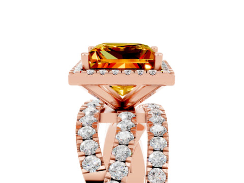 Rose gold Princess Cut Cut Halo Split Shank Prong Setting Ring_17