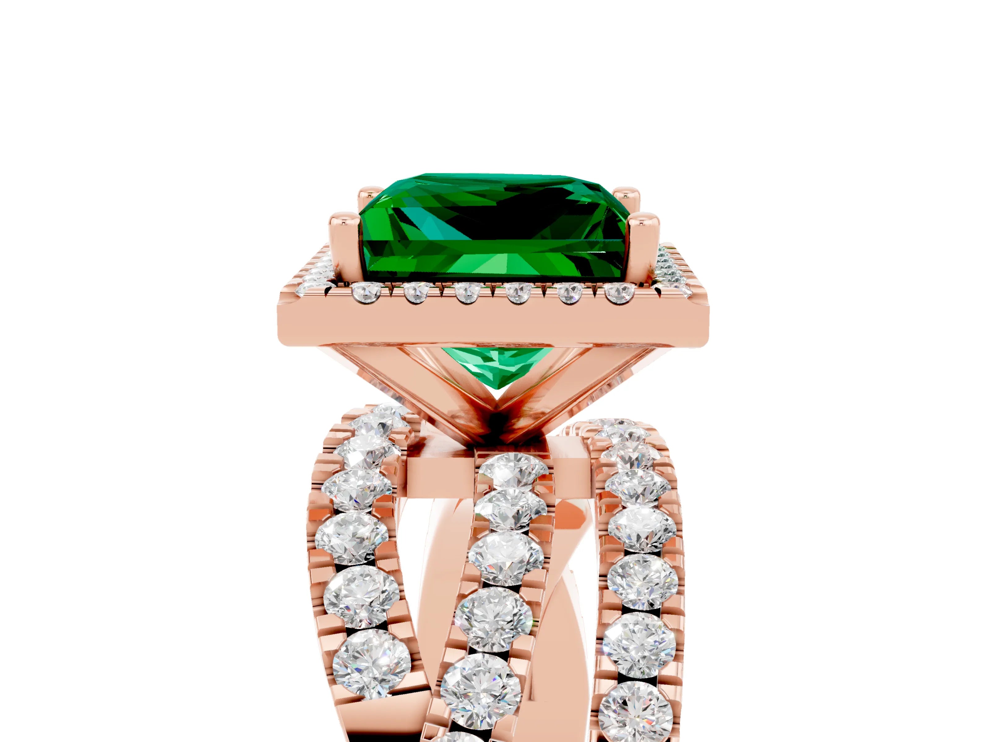Rose gold Princess Cut Cut Halo Split Shank Prong Setting Ring_17