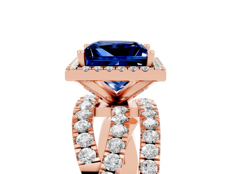 Rose gold Princess Cut Cut Halo Split Shank Prong Setting Ring_17