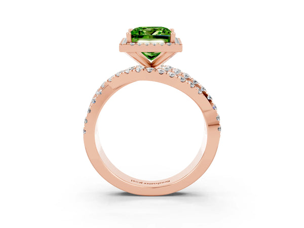Rose gold Princess Cut Cut Halo Split Shank Prong Setting Ring