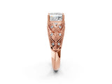 Rose gold Princess Cut Cut Milgrain Pave Diamond Engagement Ring with Four-Prong Setting_17
