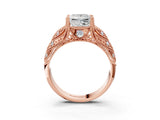 Rose gold Princess Cut Cut Milgrain Pave Diamond Engagement Ring with Four-Prong Setting_18