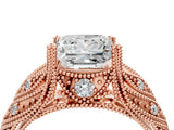 Rose gold Princess Cut Cut Milgrain Pave Diamond Engagement Ring with Four-Prong Setting_19